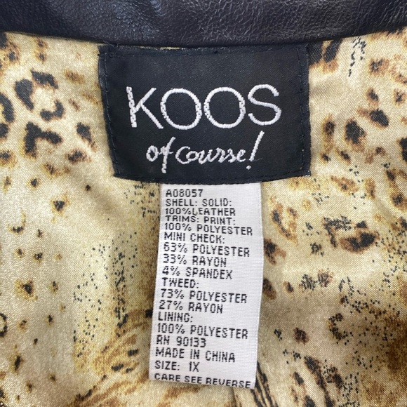 Koos Of Course Leather Jacket Womens‎ Size 1X Plus Brown Tan Full Zip Patchwork - Picture 6 of 10